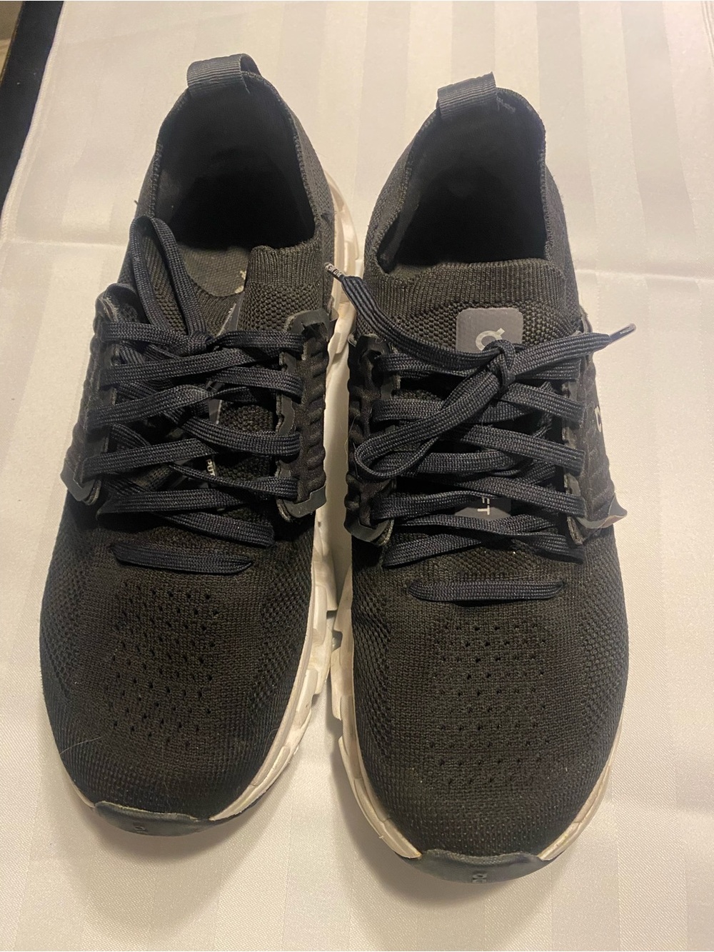 Women’s Black Knit Lace-Up Sneakers with Gray Sole